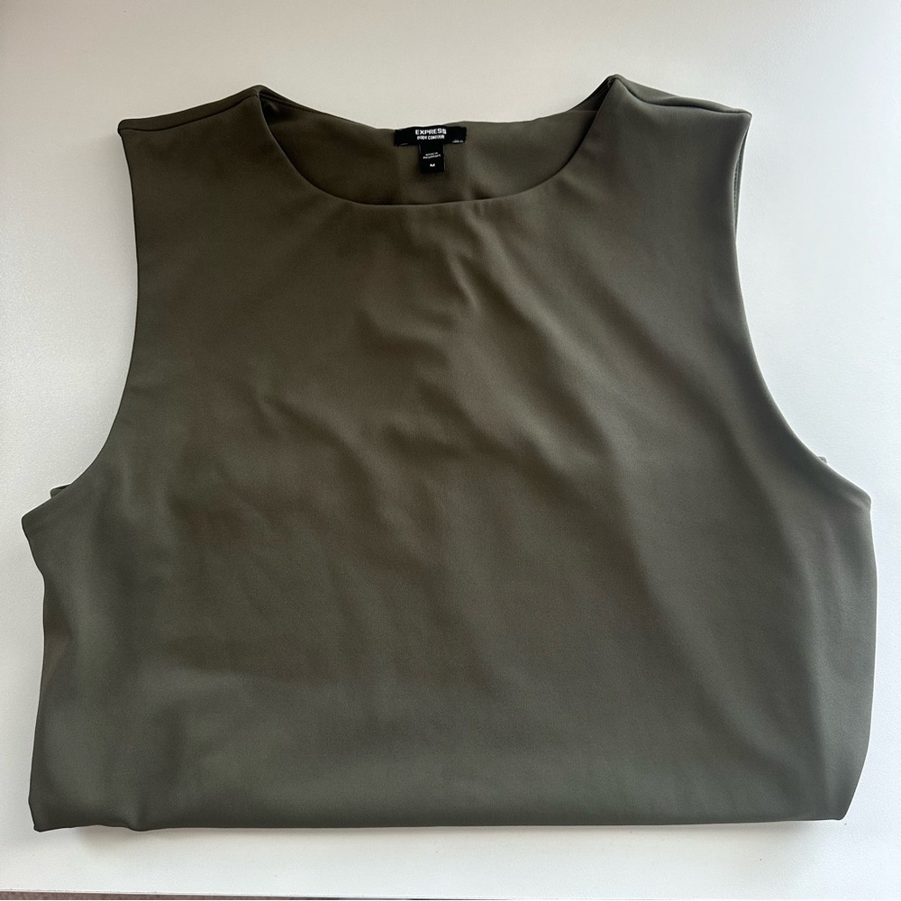 Express Olive Green Sleeveless Bodysuit, Medium.